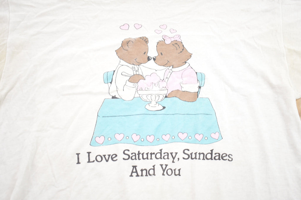 Vintage 1990s I Love Saturdays Sundaes And You Graphic T-Shirt