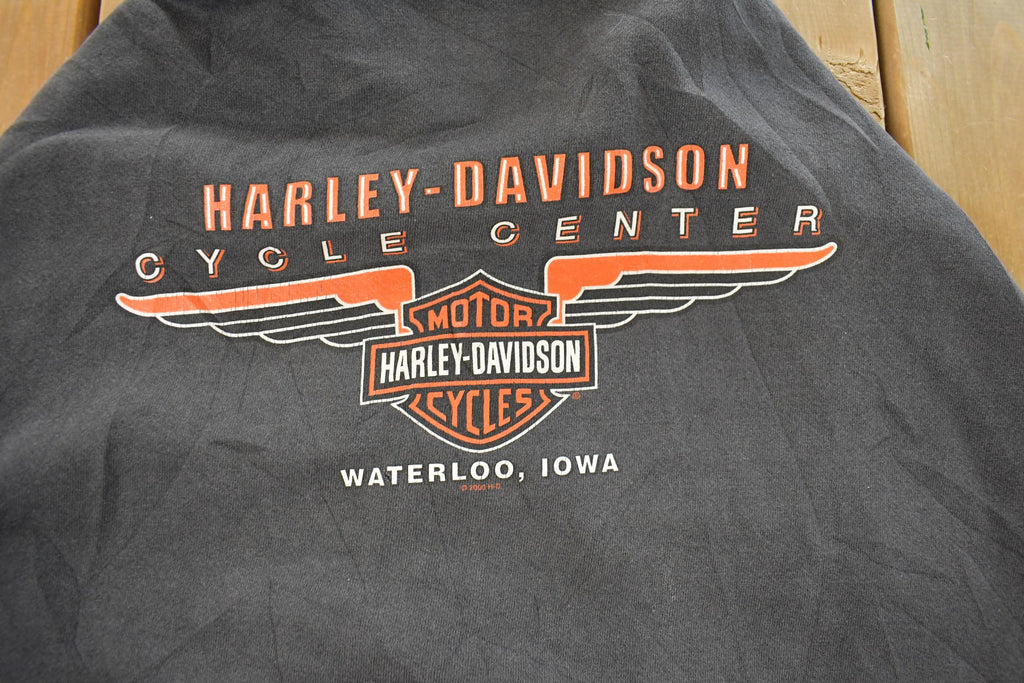 Vintage 1990s Distressed Harley Davidson Graphic Full Zip Hoodie Men's XL  90s Hoodie  Vintage Sweatshirt  Biker Motorcycle  90s Harley