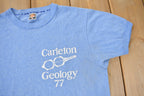 Vintage 1977 Carleton Geology Collegiate Graphic Ringer T-Shirt Made In Canada