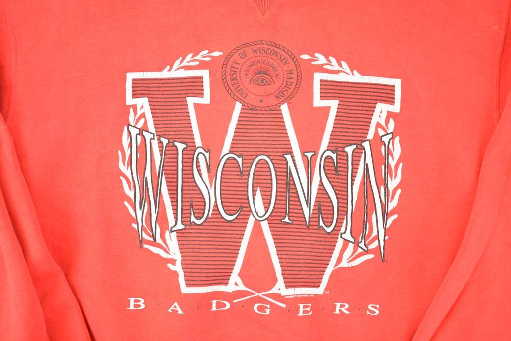 Vintage 1990s Wisconsin Badgers All Seeing Eye University Crewneck Sweater Men's L