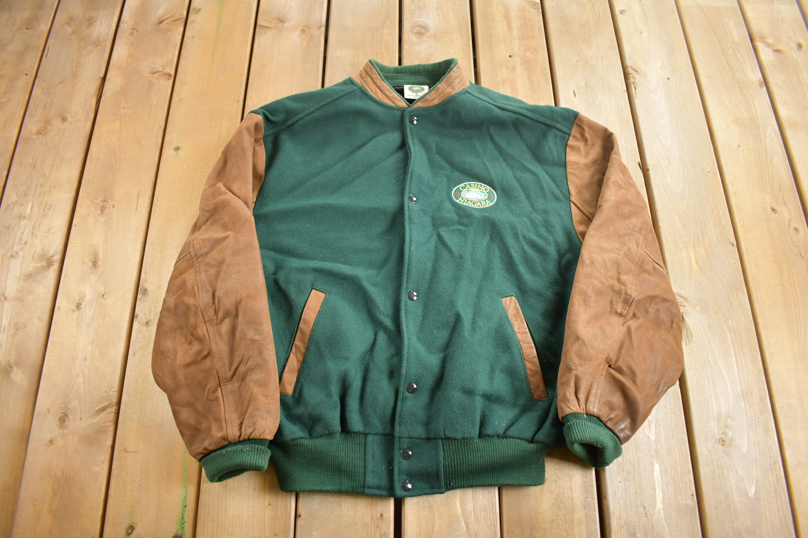 Vintage 1990s Casino Niagara Leather Varsity Jacket