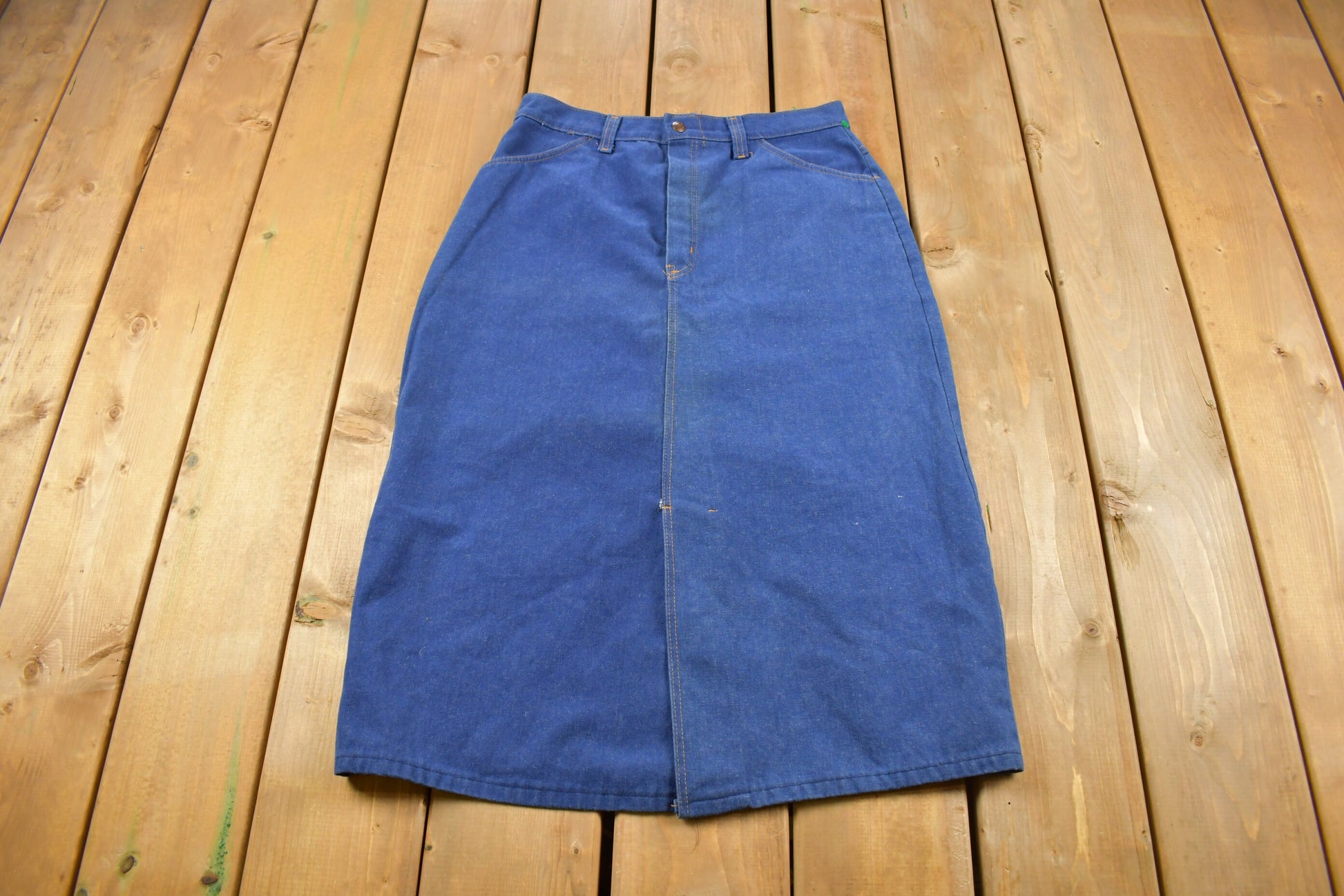 True Vintage 1970s Voila Long Denim Skirt Size 29