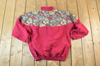Vintage 1990s Euro Joy Floral Embroidered Quarter Zip Crewneck Sweatshirt