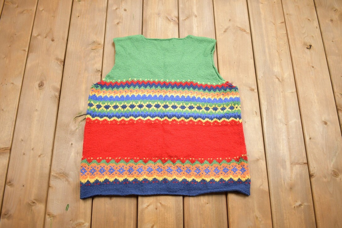 1990s Vintage Abstract Knitted Sweater Vest