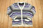 Vintage 1990s Knitted Stripy Cardigan