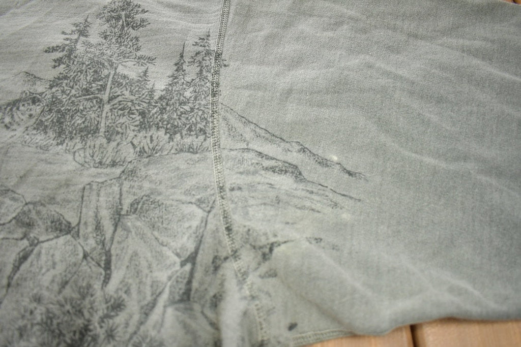 Vintage 1990s Embroidered Wolf All Over Print Crewneck Sweatshirt