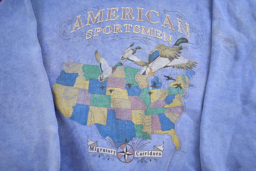 Vintage 1990s American Sportsman Migratory Corridors Souvenir Travel Crewneck Sweatshirt