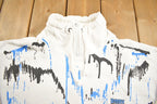 Vintage 1990s Body Sweats Paint Splatter Design Quarter Zip Collared Sweatshirt