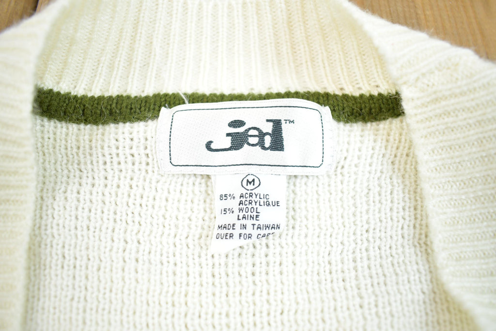 Vintage 1980s JED Embroidered Abstract Pattern Knit Cardigan Sweater