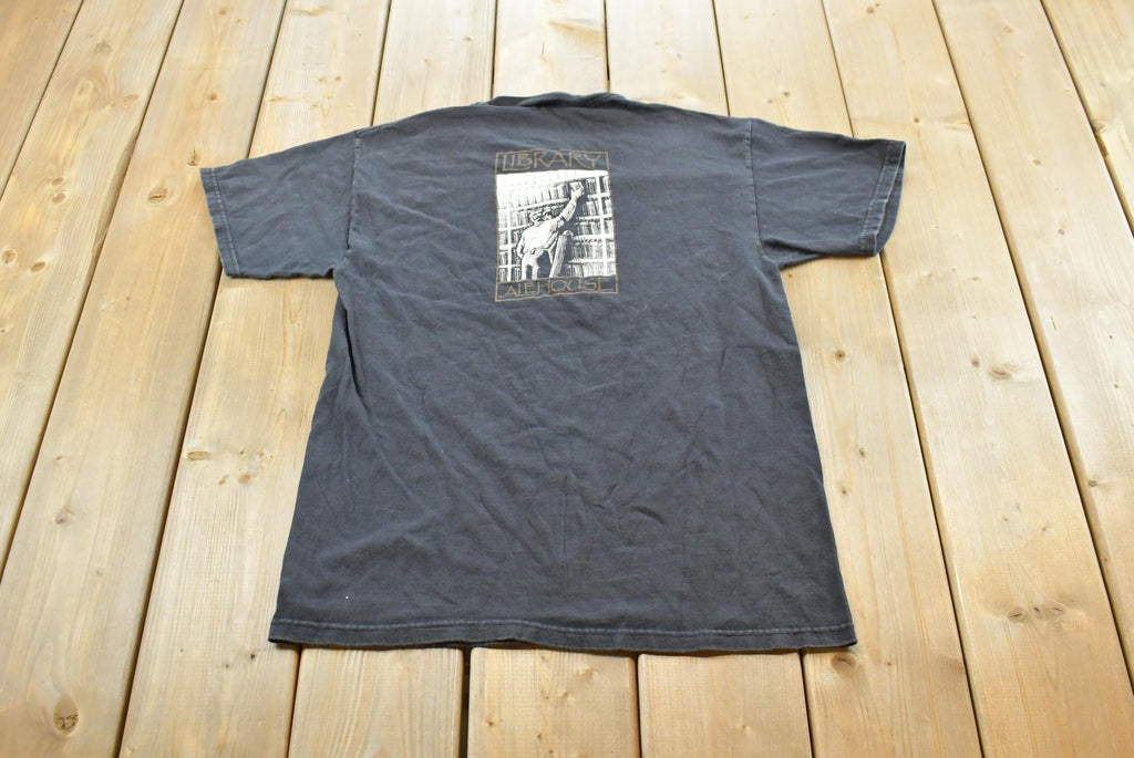 Vintage 1990s Library Ale House Souvenir Promotional T-Shirt Men's S / Hanes Beefy / Bar Tee / 90s Streetwear