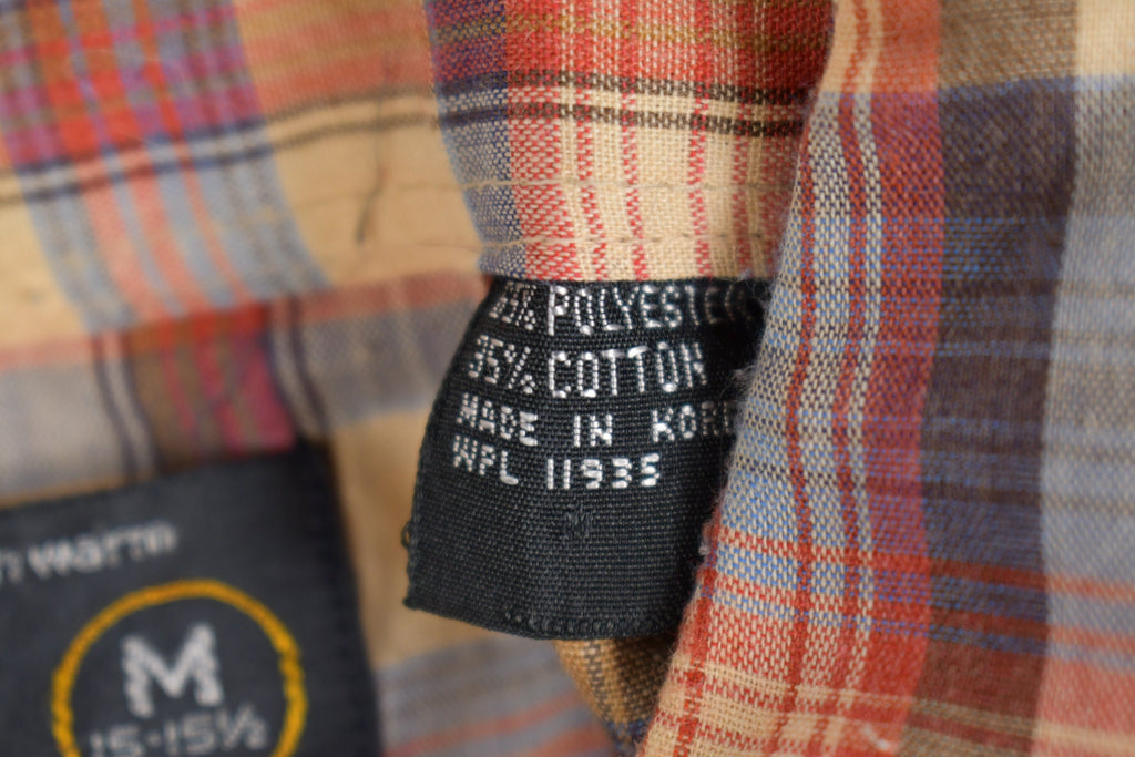 Vintage 1980s JC Penney Western Plaid Button Up Shirt