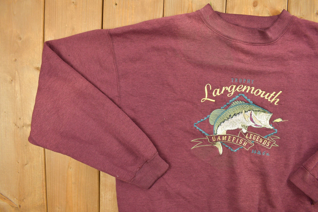 Vintage 1990s Largermouth Fisherman Embroidered Crewneck Sweatshirt