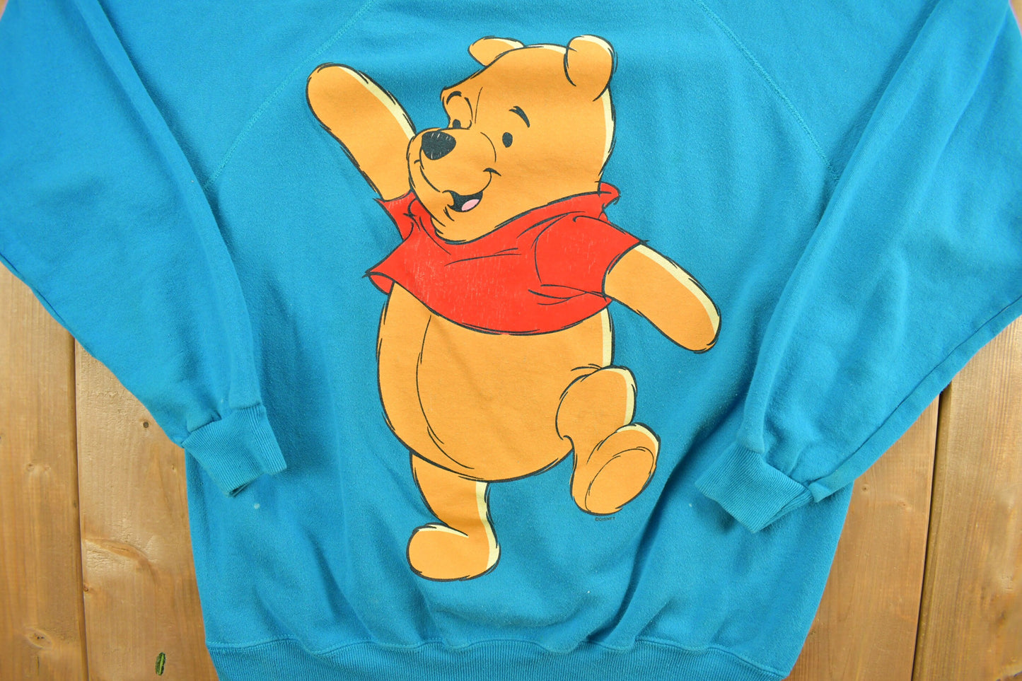 Vintage 1980s Disney's Winnie The Pooh Raglan Crewneck / Cartoon Sweater / Pooh Sweatshirt / Streetwear / Disney