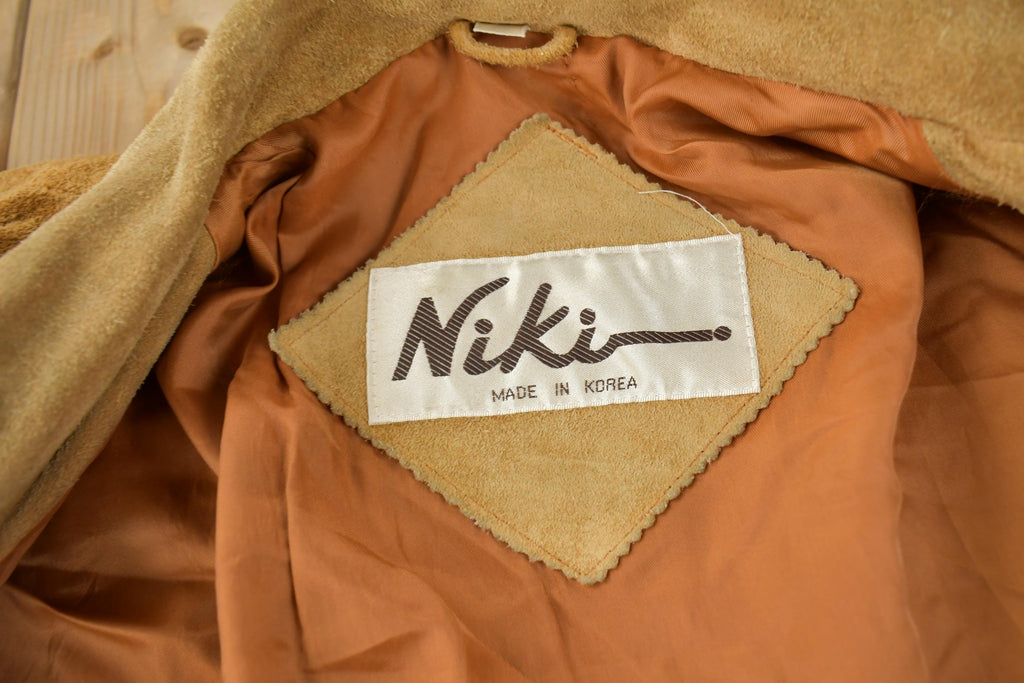 Vintage 1990s Niki Beige Suede Fringe Jacket