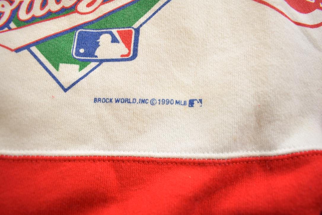 Vintage 1990 MLB Baseball World Series Cincinatti Reds Colorblock Crewneck Sweatshirt Made In USA
