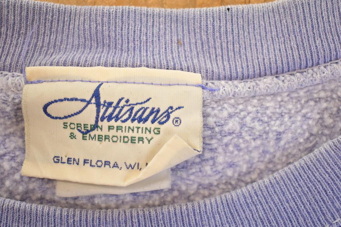 Vintage 1990s Artisans Cabela's Embroidered Text Logo Crewneck Sweatshirt Men's L / Made In USA / 90's Outdoorsman Destination Sweater