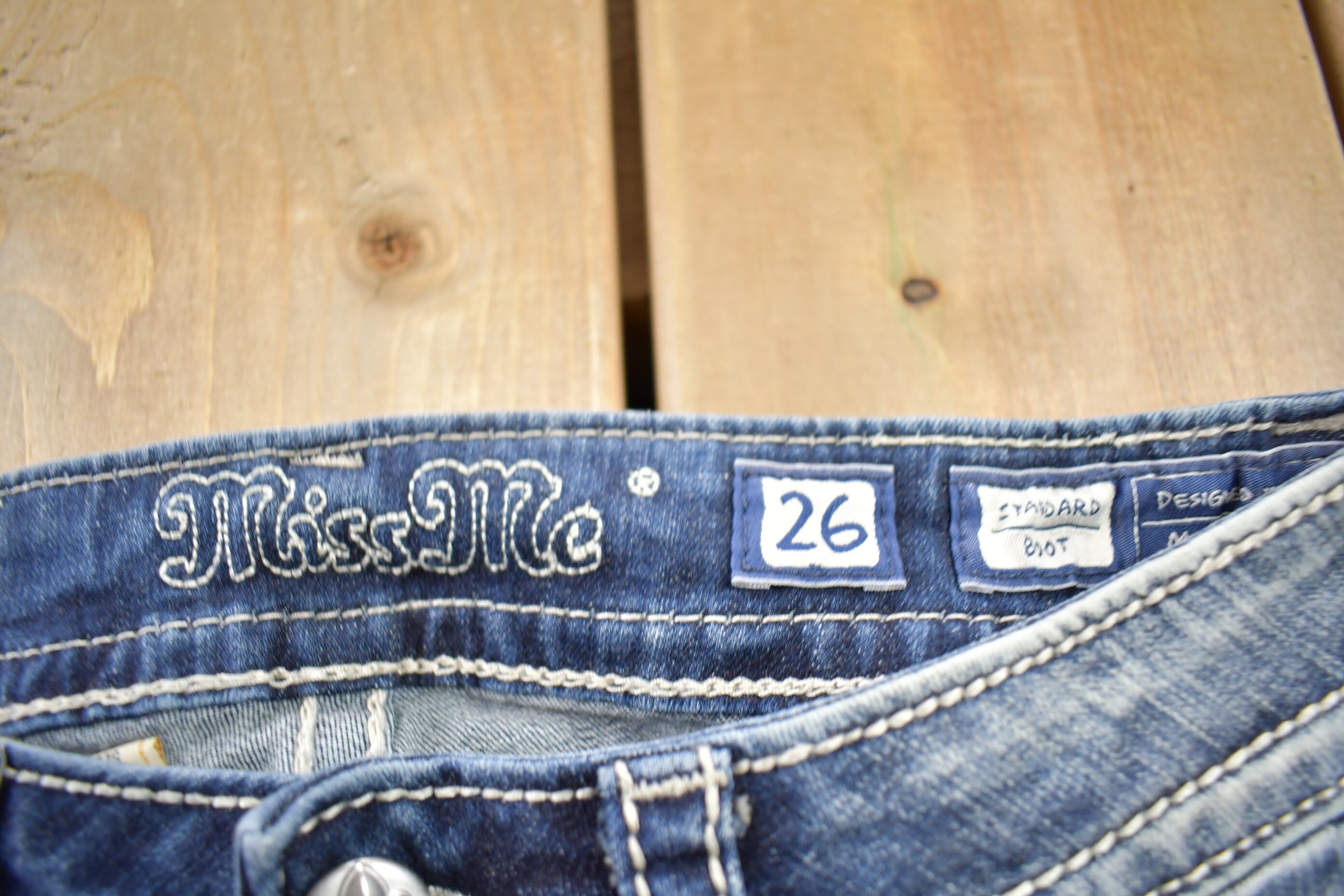 Vintage Y2K Miss Me Bedazzled Low Rise Jeans Size 26x33