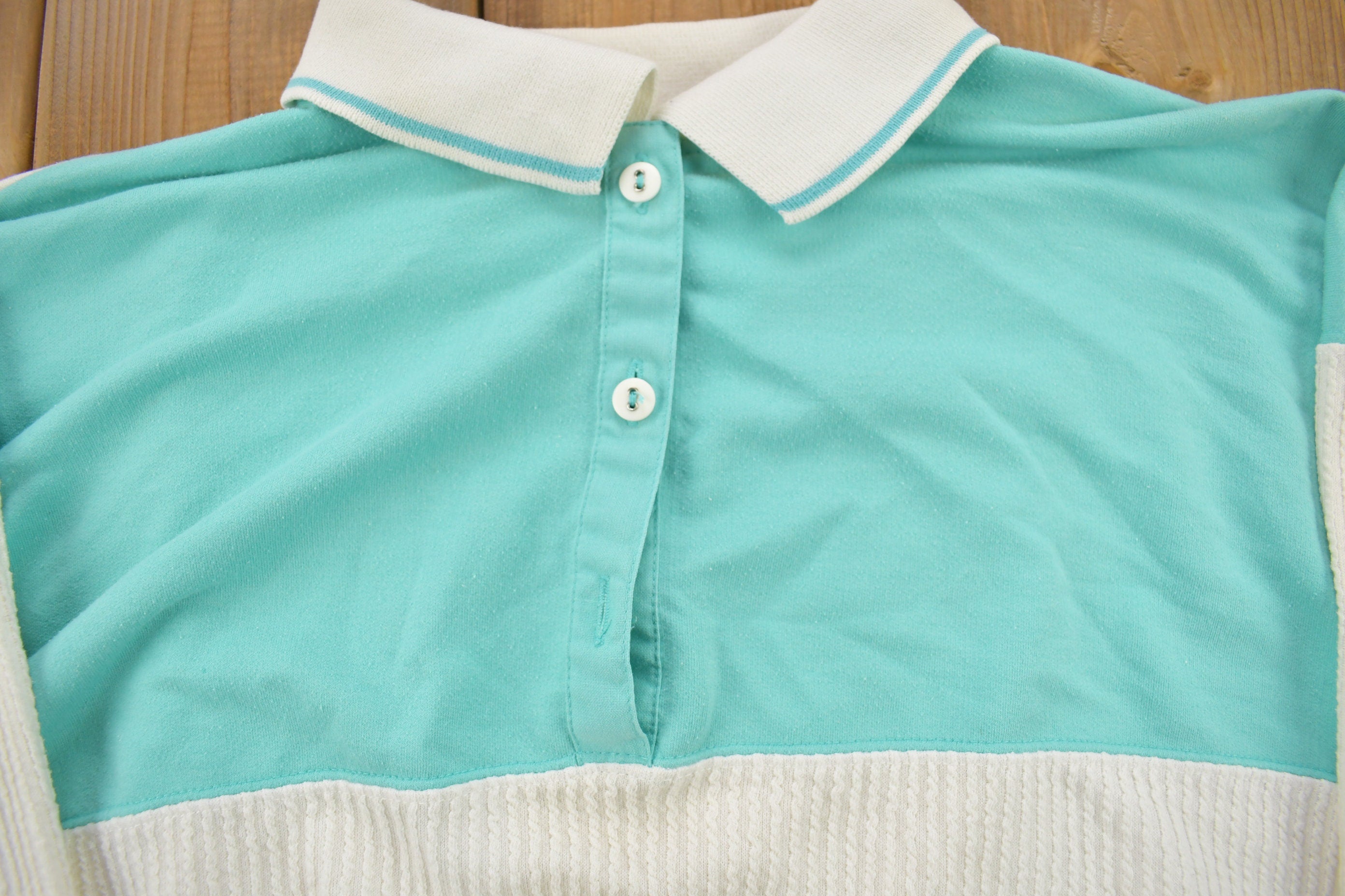 Vintage 1990s Quarter Button Color Block Sweatshirt
