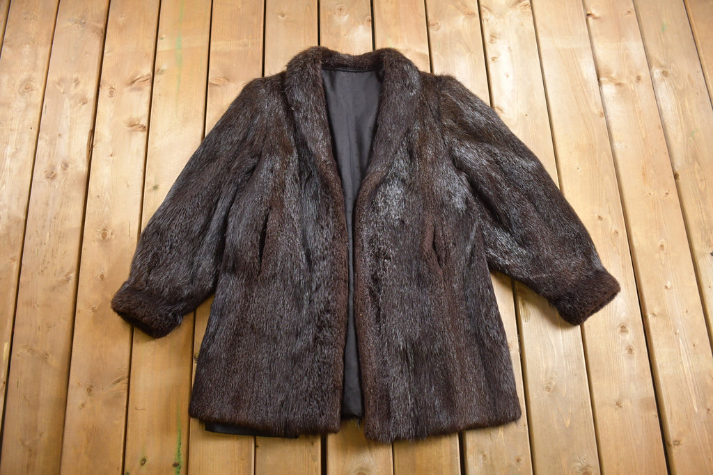 Vintage 1980s Black Sheared Beaver Fur Coat