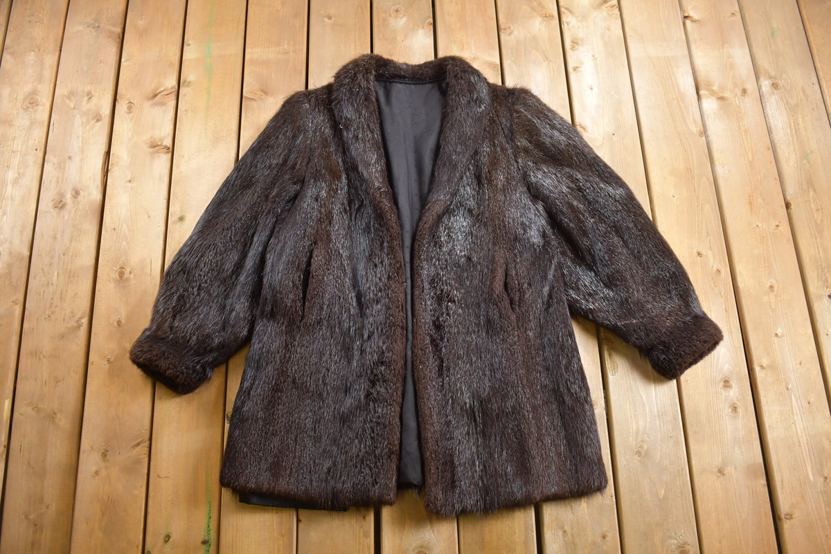 Vintage 1980s Black Sheared Beaver Fur Coat