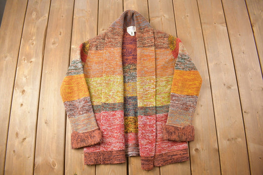 Vintage 1980s Knitted Cardigan Sweater / Vintage Cardigan / Abstract Pattern / Barbara Dee