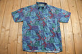 Vintage 1990s Abstract Pattern Canary Island Collection Short Sleeve Button Up Shirt /