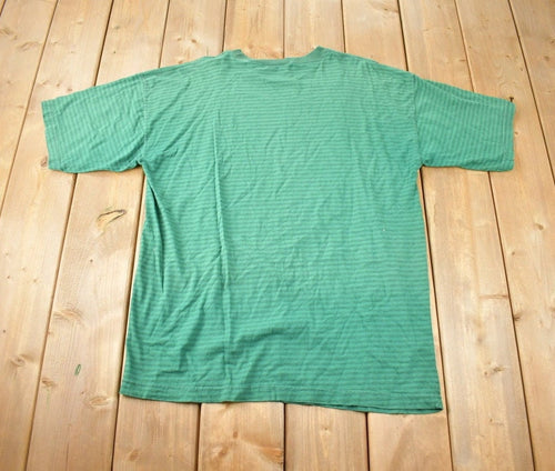 Vintage 1990s Bugle Boy Co. Striped Green T Shirt