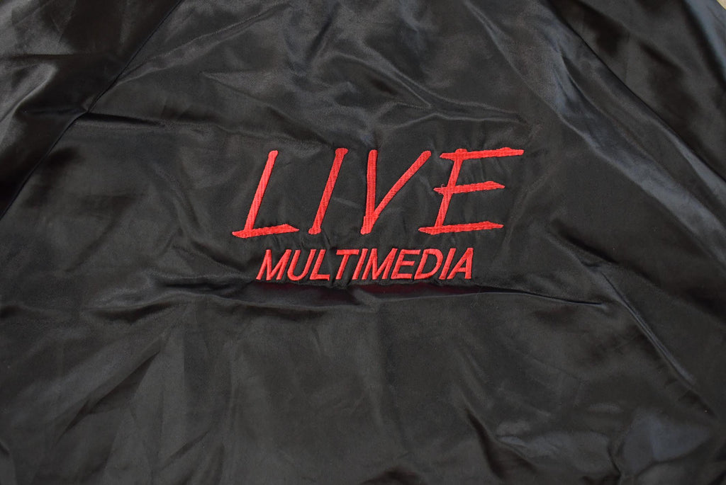 Vintage 1990s Live Multimedia Satin Bomber Jacket Men's 2XL / Snap Button / Streetwear / Souvenir Jacket / Made In USA
