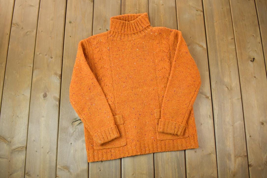 Vintage 1990s CW 3D Colored Cable Knit Turtleneck Sweater
