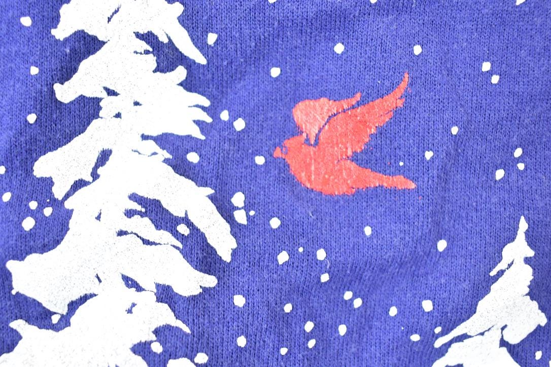 Vintage 1990s Winter Tree 2 Birds Crewneck