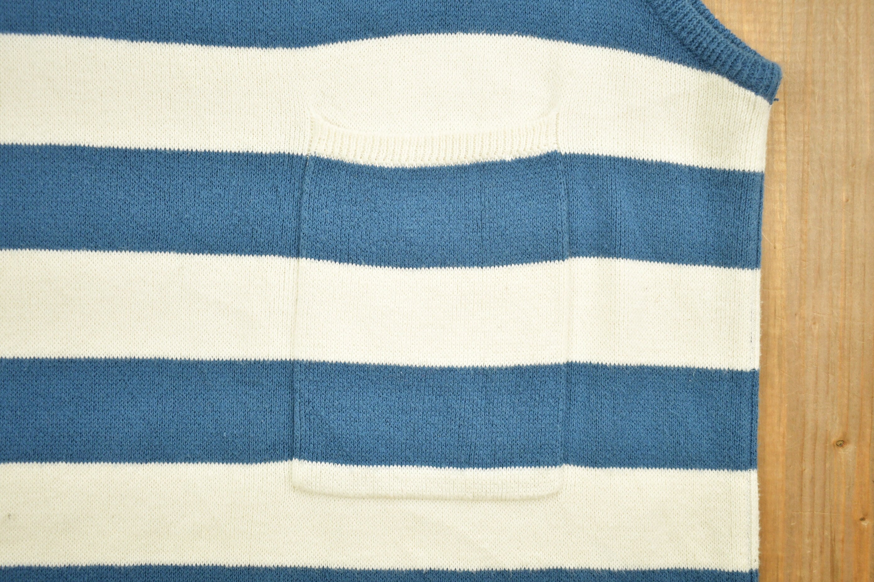 Vintage 1990s Liz Claiborne Striped Knitted Short Sleeve Vest / Cute / 90s / Knitted Vest / Pocket Shirt / Stripy / Beach Wear