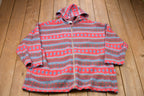 Vintage 1990s Full Zip Aztec Print Graphic Hoodie