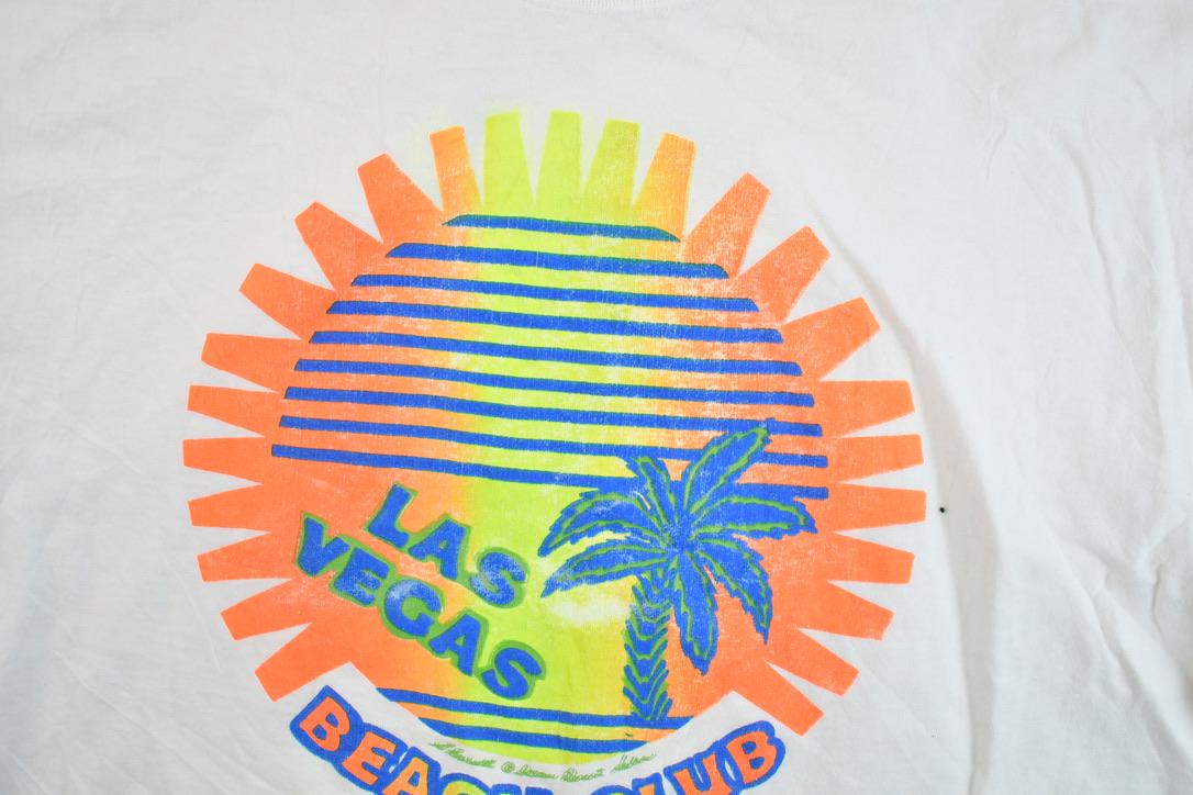 Vintage 1990s Las Vegas Beach Club Cropped Souvenir T-Shirt