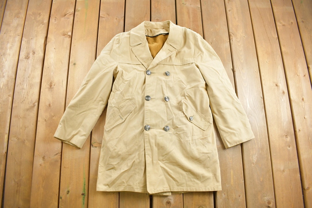 Vintage 1980s Lined Overcoat Jacket / Trench Coat / Vintage 80s Jacket / 80s Trench / Rain Coat