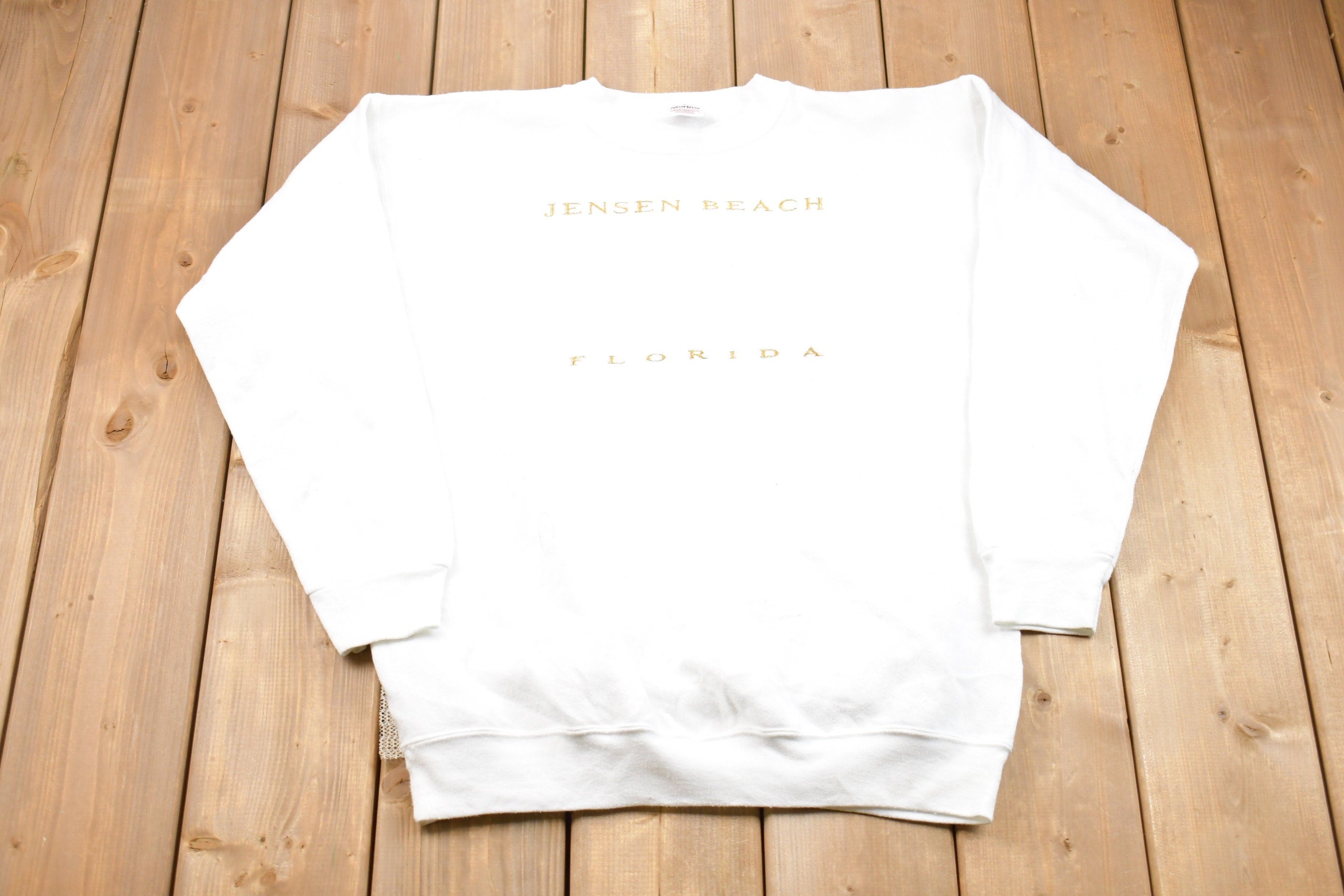 Vintage 1990 Jensen Beach Florida Embroidered Logo Crewneck Sweatshirt