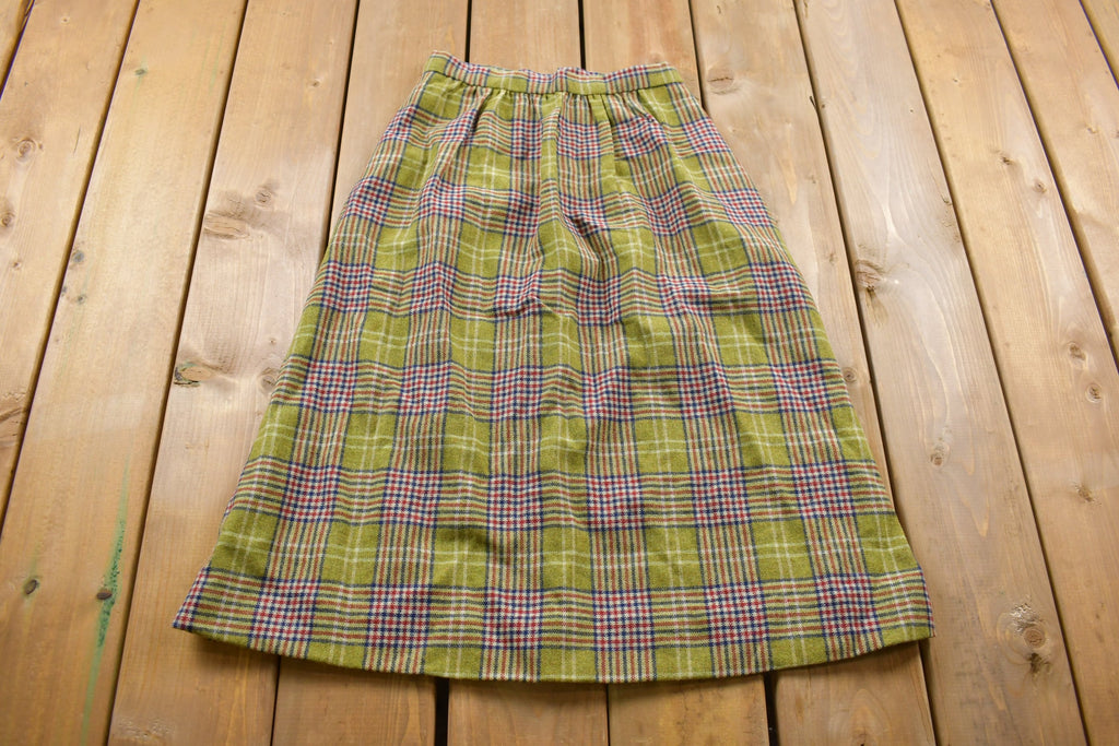 Vintage 1970s Plaid Long Skirt Size 24 x 28