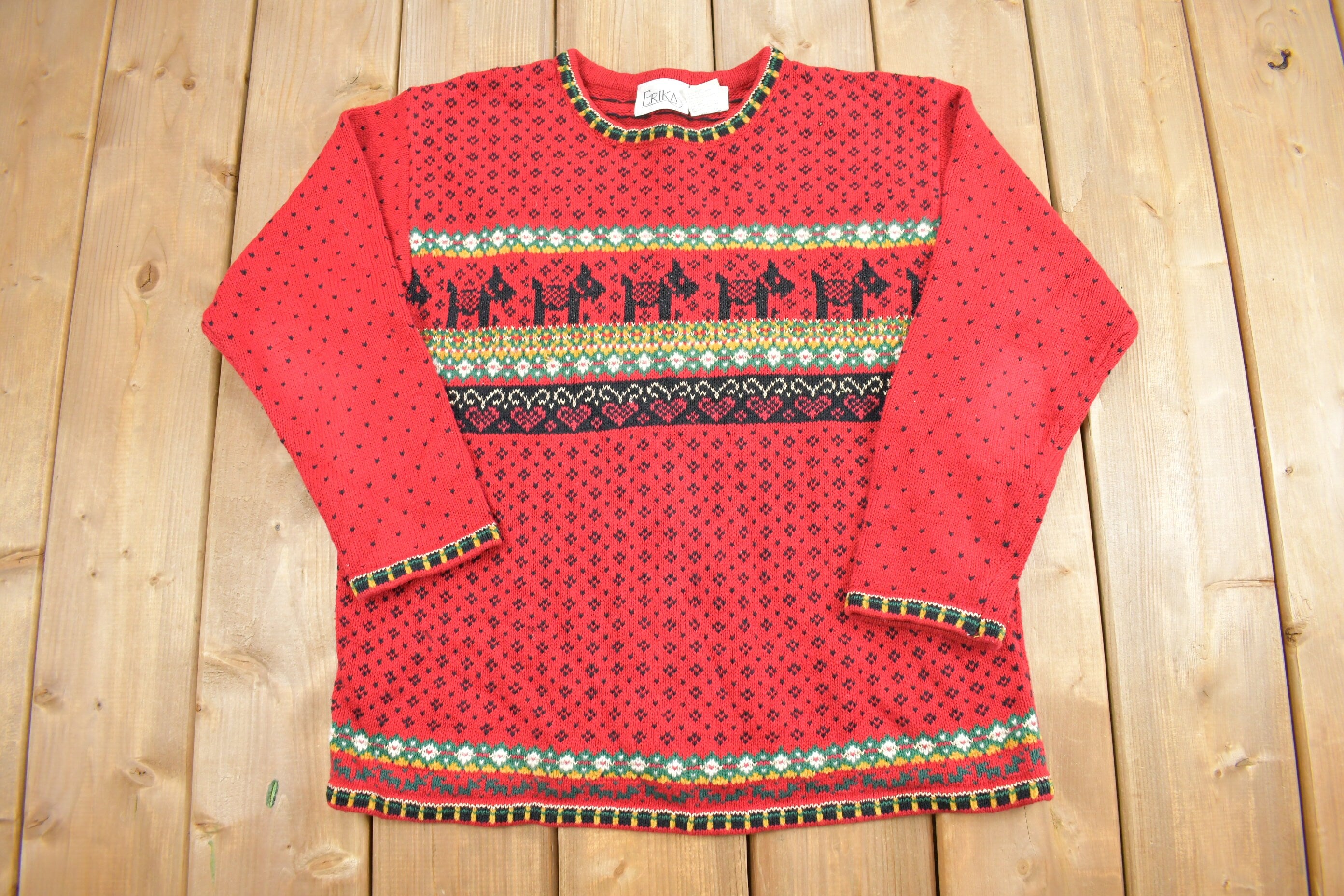 Vintage 1990s Erika Cute Knit Crewneck Sweater
