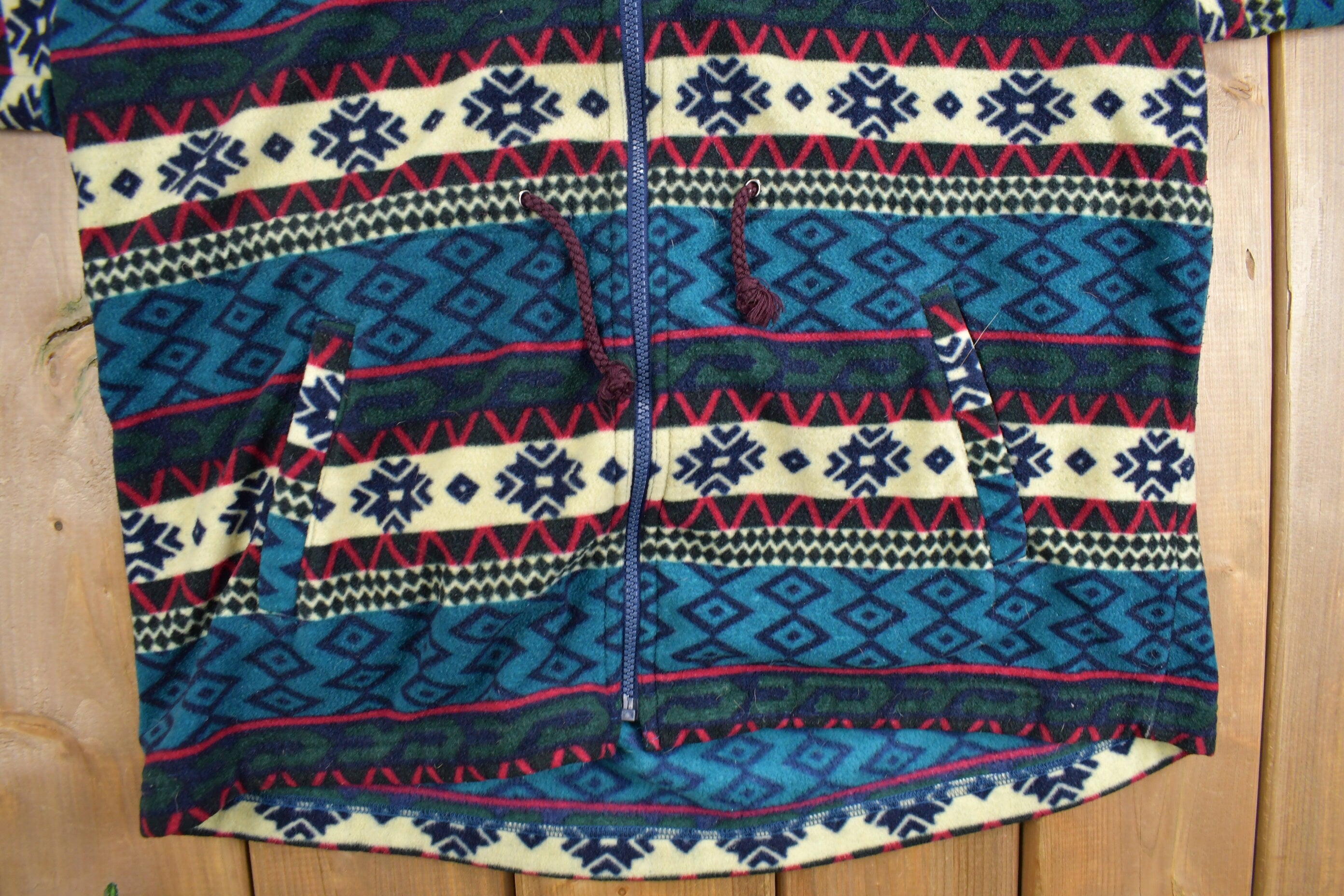 Vintage 1990s All Over Aztec Pattern Fleece Sweater