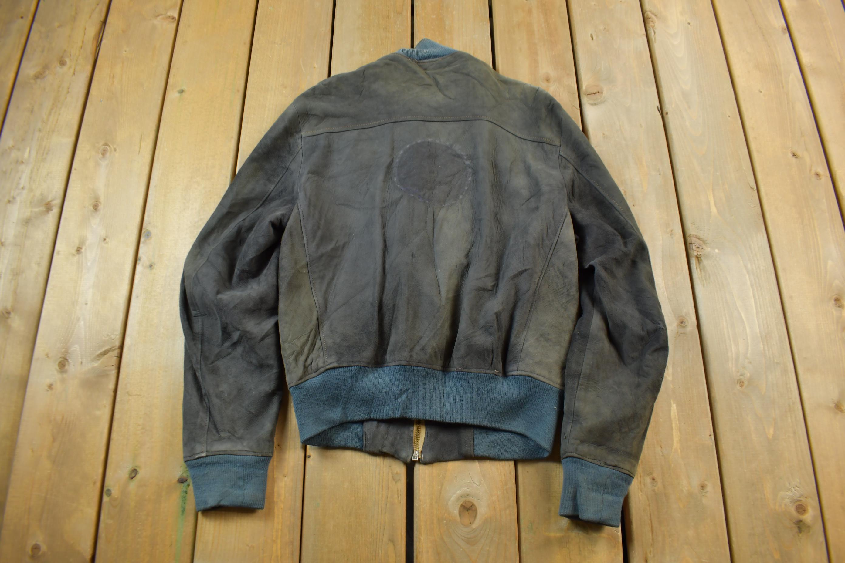 Vintage 1960s CRAFT Sportwear Suede Leather Bomber Jacket  Distressed Leather  Made In Canada  True Vintage