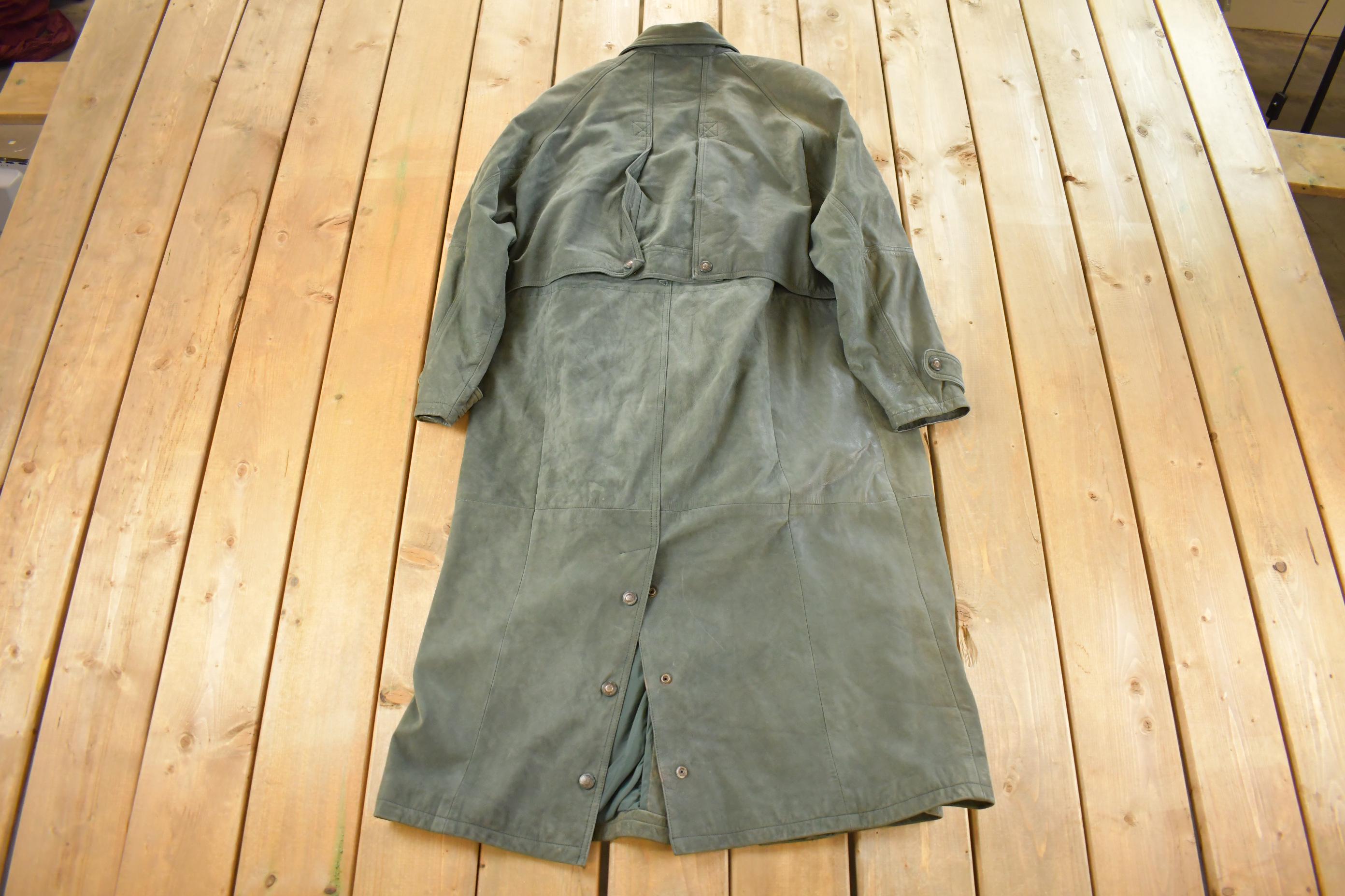 Vintage 1990s Adventure Bound Leather Trench Coat Men's Large