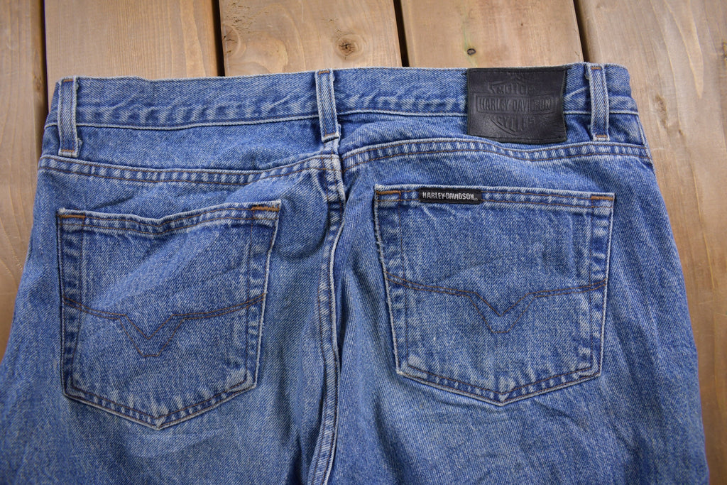 Vintage 1990's Harley Davidson Light Wash Blue Denim 35 x 35 /