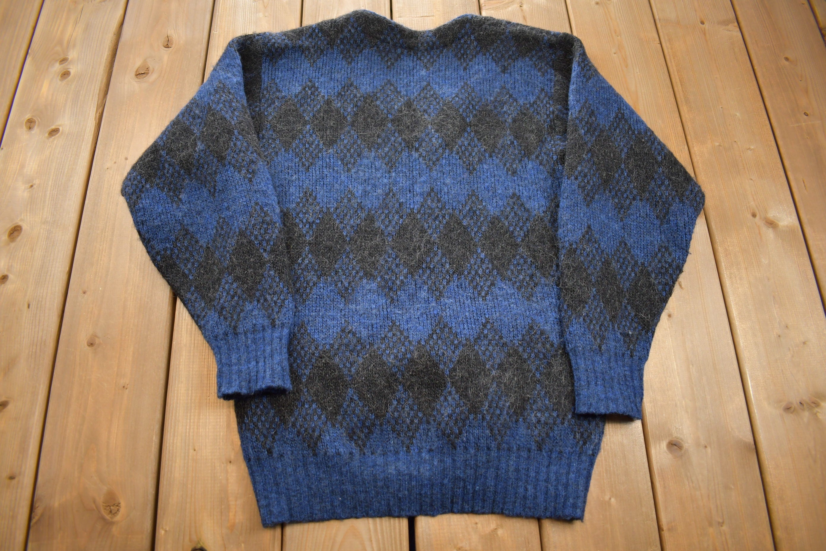 Vintage 1970s Plaid 100% Wool Hilda Ltd Zip Up Cardigan
