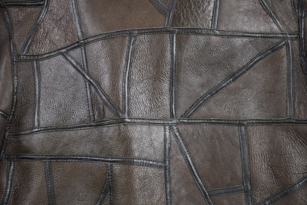 Vintage 1980s Fur Lined Patchwork Leather Jacket