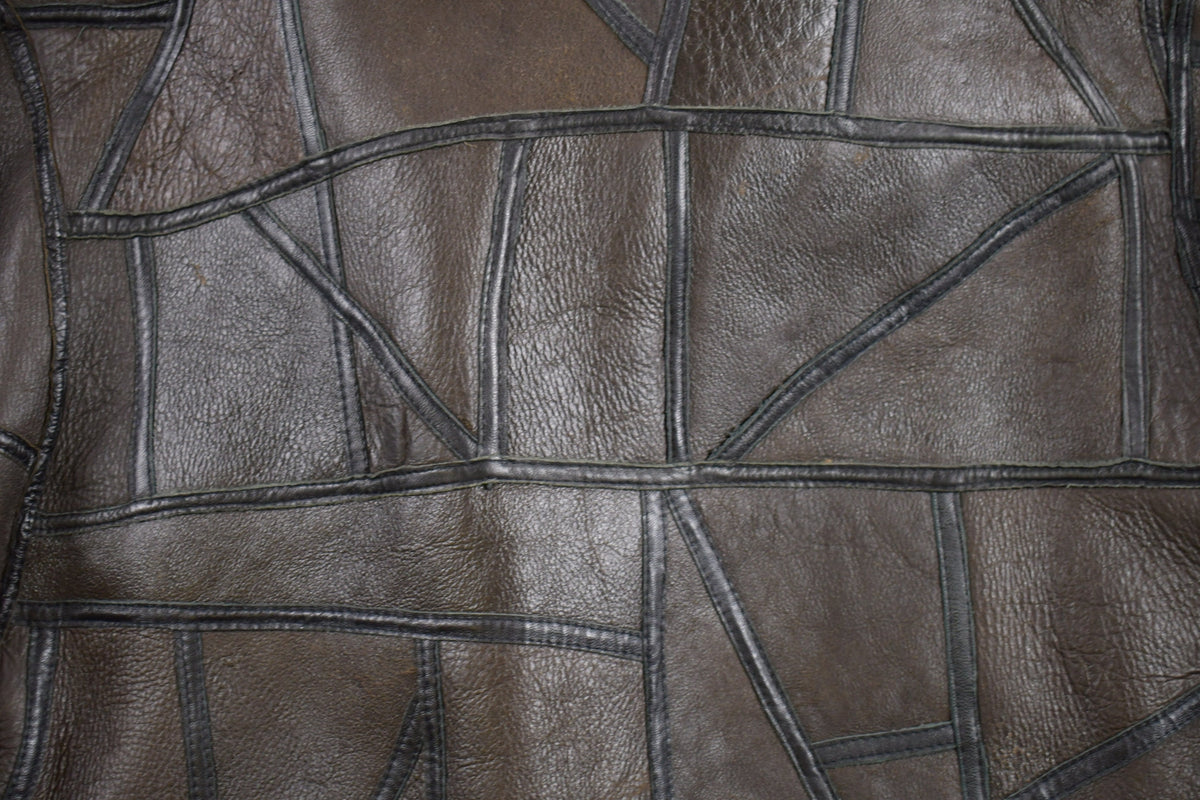 Vintage 1980s Fur Lined Patchwork Leather Jacket