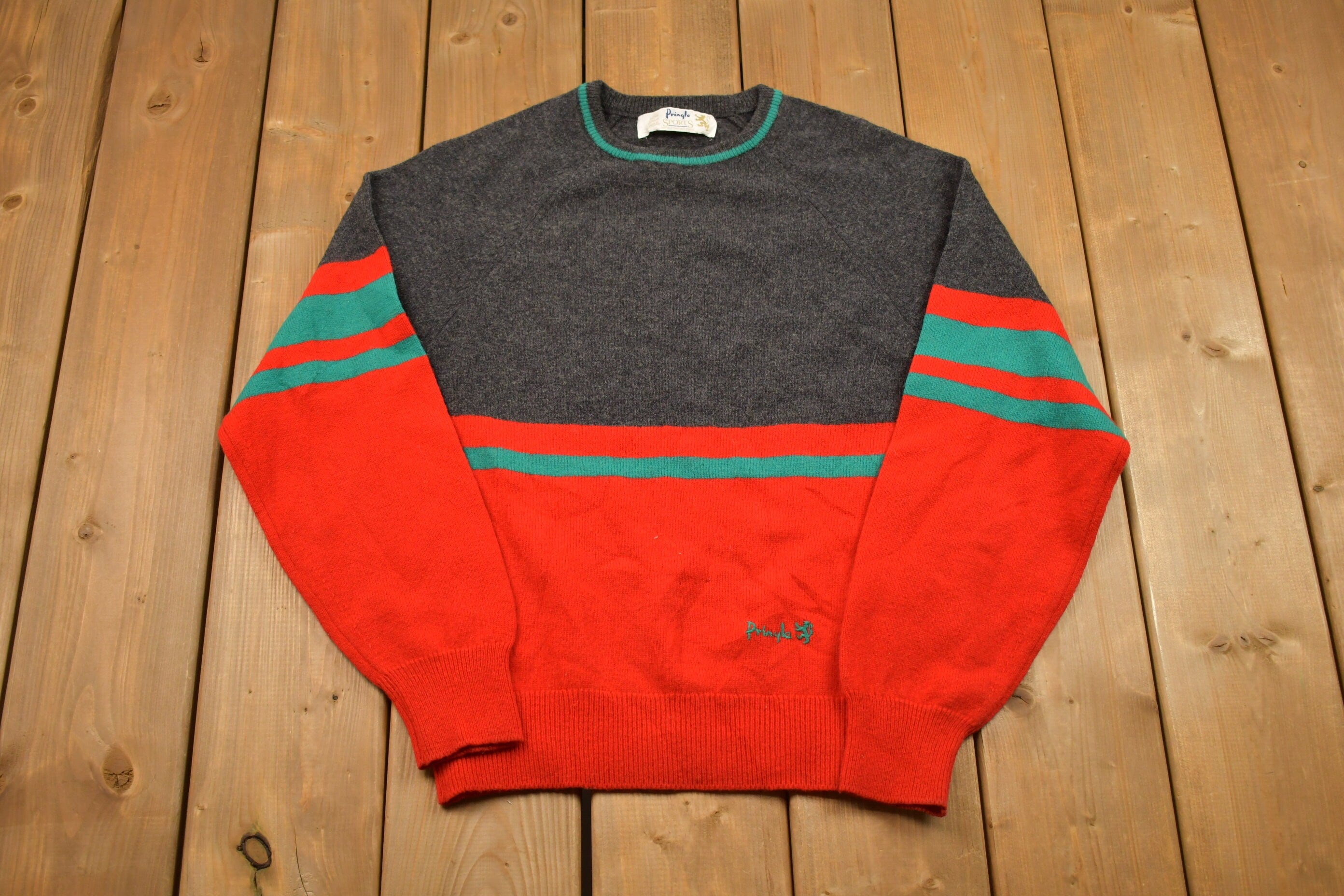 Vintage 1990s Striped Knitted Crewneck Sweater