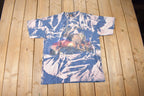 Vintage 1990s All Over Print Elk Graphic T-Shirt Made In USA