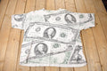 Vintage 1990 100 Dollar Bills All Over Print Single Stitch Graphic T Shirt Made In USA