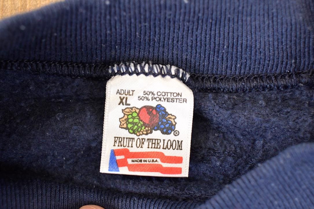 Vintage 1990s FOTL Blank Navy Crewneck Sweatshirt Mens L