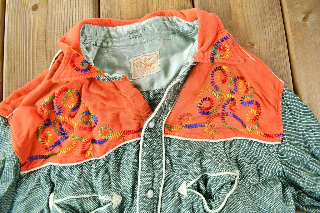 Vintage 1950s Las Vegas By Cowboy Joe Embroidered Western Shirt