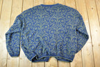 Vintage 1990s United States Sweaters Paisley Knit Cardigan Sweater Mens XL- XXL Made In USA  Preppy Knit Cardigan  Knit Vintage Cardigan